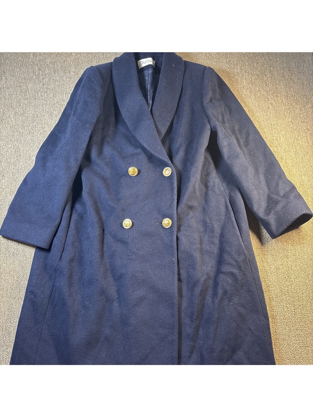 Vintage Dior Junior Wool Coat Womens 6 Navy Double Breasted ILGWU USA